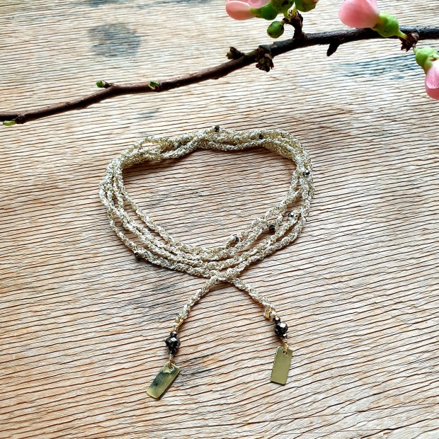 Marie Laure Chamorel ilgas sidabro kaklo papuošalas 